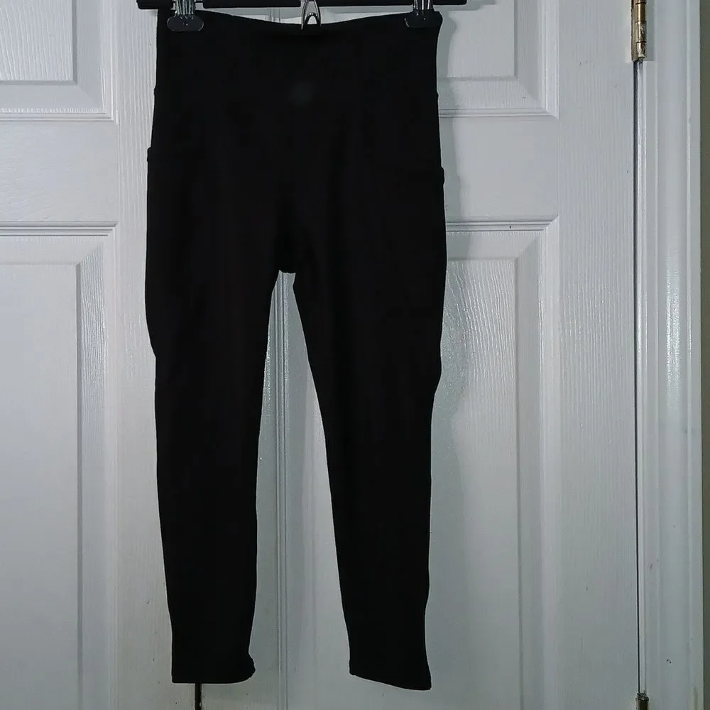 Gap Teen high waisted black workout yoga leggings side cell pockets Sz 10 NWOT